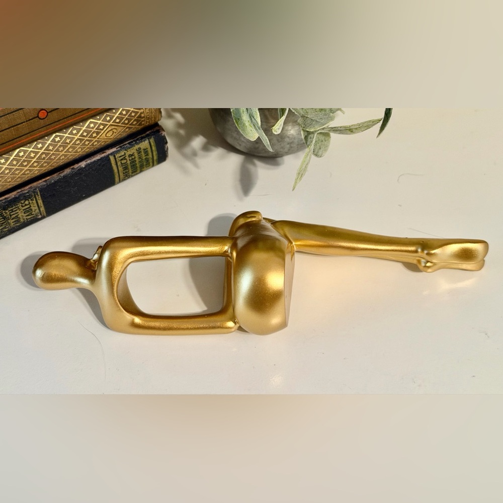 Gold Thinker Bookshelf Sitter Minimalist Figure Gift for Reader - Picture 6 of 6